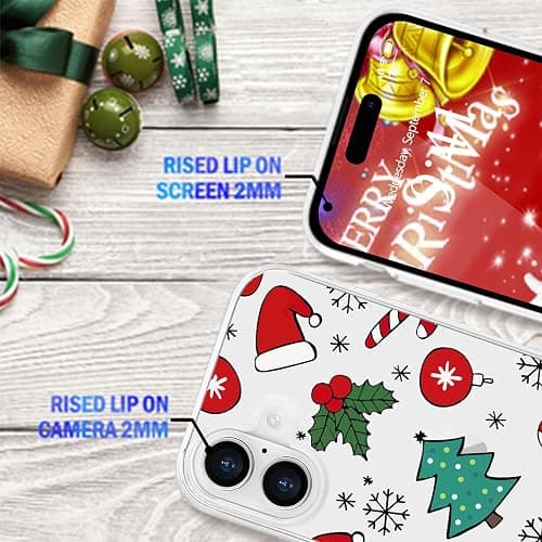 LCHULLE Compatible with iPhone 16 Christmas Case Xmas Santa Holiday Transparent Clear Design Women Men Kids Soft TPU Silicone Shockproof Protective Case Cover for iPhone 16, Xmas Tree thumbnail 3