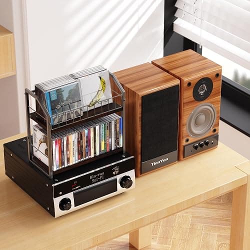 PAPAGIFTREE 2-Tier CD Holder, CD Storage Shelf for Display, CD Organizer with Dispay Top Shelf, Premium CD Rack for Home & Office, Holds Up to 60 Standard, Ideal for Music Enthusiasts (Brown) thumbnail 8