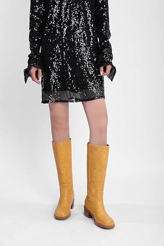 JOKACEAR Women's Knee High Boots Square Toe Chunky Block Heel Long Boots for Women Comfortable Slip on Low Heel Womens Riding Boot. thumbnail 2