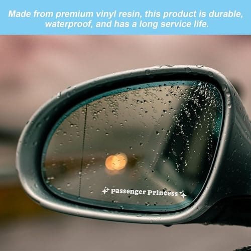 Heqxwl Rear View Mirror Sticker Set 3PCS Vinyl Message Decals for Car Interior Minimal Text Design Daily Reminder Gift for Drivers (White, Passenger Princess) thumbnail 3