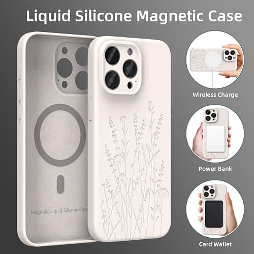 OAOA Engraved for iPhone 15 Pro Case, Stone Flower | Engraved Flower, Premium Liquid Silicone, Camera All-Round Protection, Anti-Scratch Microfiber Lining, For Women Girls thumbnail 2