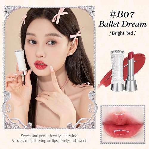 Flower Knows Swan Ballet Shine Lipstick,Hydrating Solid Lip Gloss,Moisturizing Red Tinted Lip Balm-Long Lasting Lip Gloss in Balm for Girls&Women,Vegan & Cruelty-Free(B07 Ballet Dream) thumbnail 5