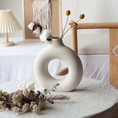 CEMABT Vases for Pampas Grass,Creative Vase Modern Home Decor,Handmade Vase White Ceramic Dried Flowers Craft Ornaments for Office Home Decoration thumbnail 6