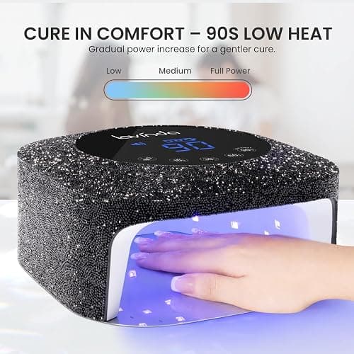 Lavinda 54W UV Nail Lamp Cordless, UV Light for Gel Nails Black Rhinestone | Professional Fast Curing Lamp Nail Dryer, Rechargeable UV LED Nail Lamp Nail Light with 4 Timers and LCD Display thumbnail 4