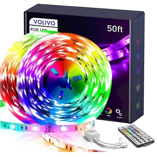 VOLIVO LED Strip Lights 50 FT,Color Changing Led Light Strips Kit with 44 Keys IR Remote Control, Lighting for Bedroom, Room, Home Decoration - Image 1