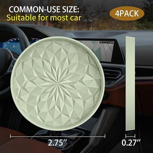 ME.FAN Car Coasters for Cup Holders [4 Pack] - 2.75In Silicone Auto Mug Mats - Universal Non-Slip Recessed Car Interior AccessoriesDesert Sage thumbnail 3