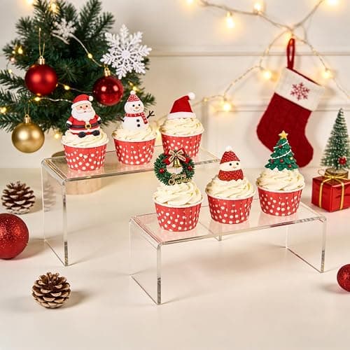 OVNTHYK Acrylic Risers 8 Pcs – Clear Rectangular Display for Perfume Organizer, Figures, Jewelry, Dessert Table & Cupcake, 4 Sizes (7", 8", 9") thumbnail 2