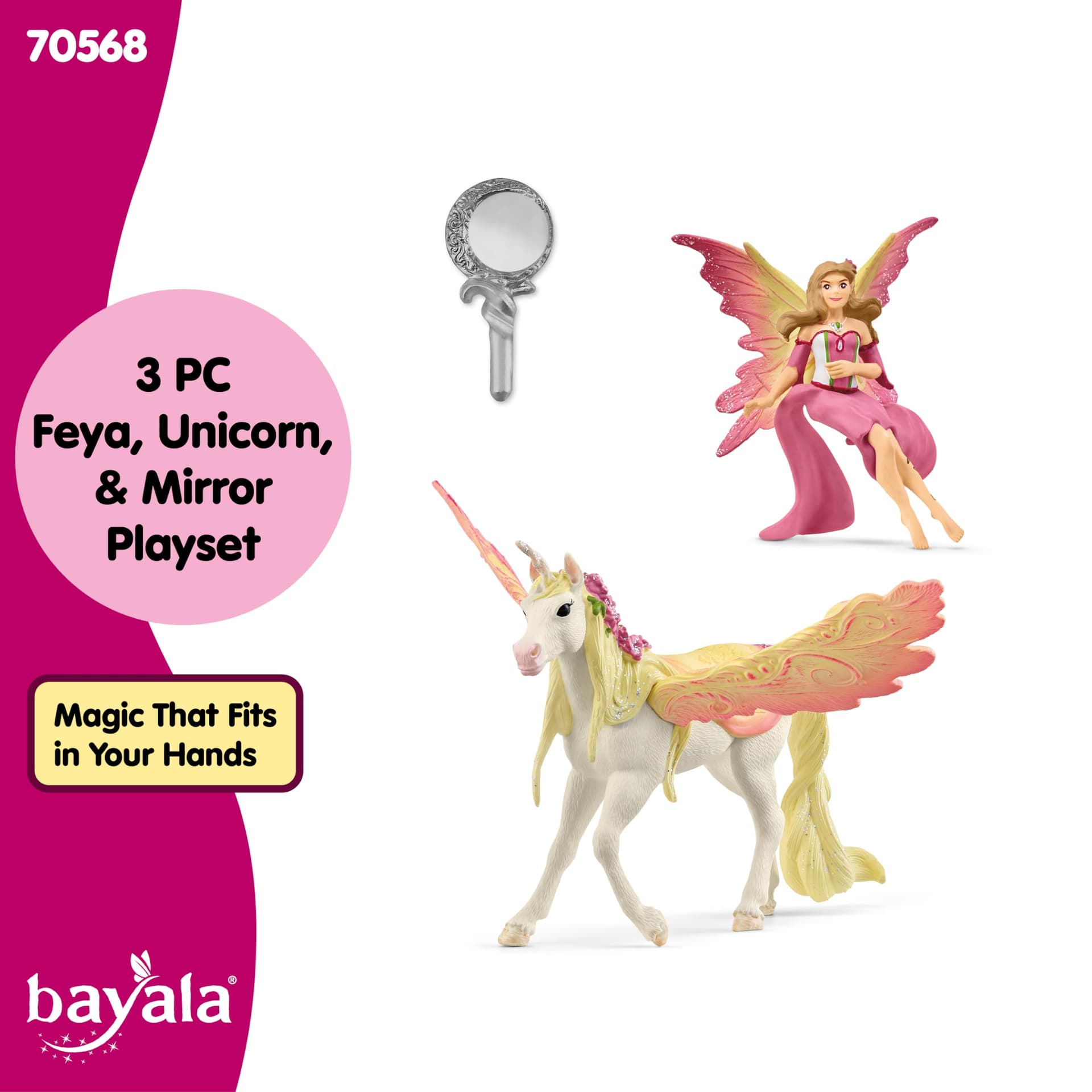 schleich BAYALA 70568 Pegasus Unicorn Feya Figure with Mirror and Magnet Gift for Girls and Boys Birthday Decoration and Collectible Figures from 5 Years | Set of 3 thumbnail 6