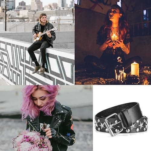 Studded Belts Women Y2K Belt Star Belts Black Girl Ladies Spike Stud Punk Waist Belt for Halloween Cosplay thumbnail 5