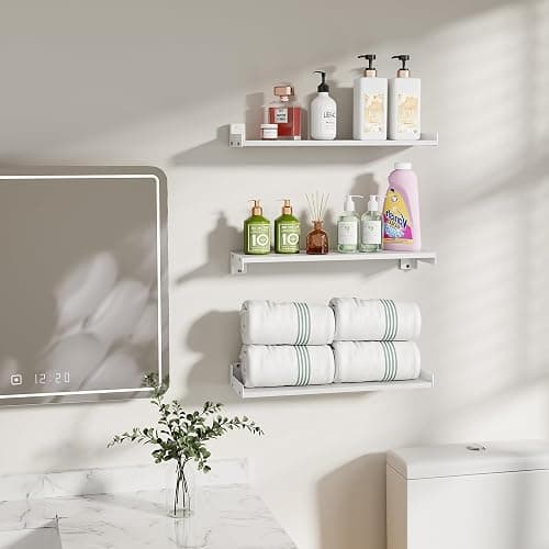 FNBAR Floating Shelves for Wall, Shelves for Decor Storage,6Pcs 16'',White | Wall Mounted Wood Shelf for Bedroom, Living Room, Bathroom, Kitchen,Nursery, RoomLong Picture Ledge Shelves. thumbnail 4