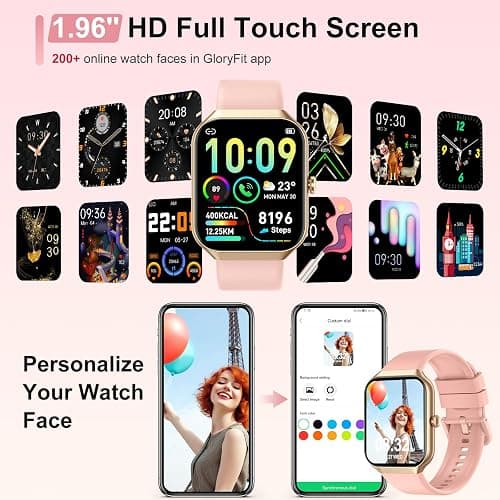 Smart Watch for Women Answer/Make Calls, 1.96" Fitness Watch with Heart Rate Monitor Sleep Monitor, 113 Sport Activity Tracker with Step Counter, IP68 Waterproof, Smartwatch for Android/iOS, Rose Gold thumbnail 3