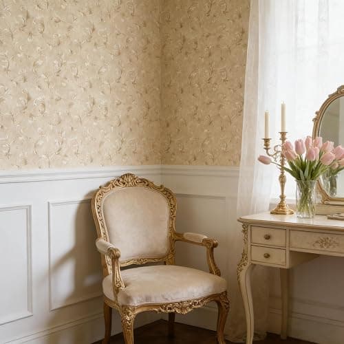 Vintage Floral Peel and Stick Wallpaper for Bedroom-French Textured Damask Removable Self-Adhesive Contact Paper 17.7in x 118in Renter Friendly Classic Non-Woven for Living Room (Light Brown) thumbnail 8