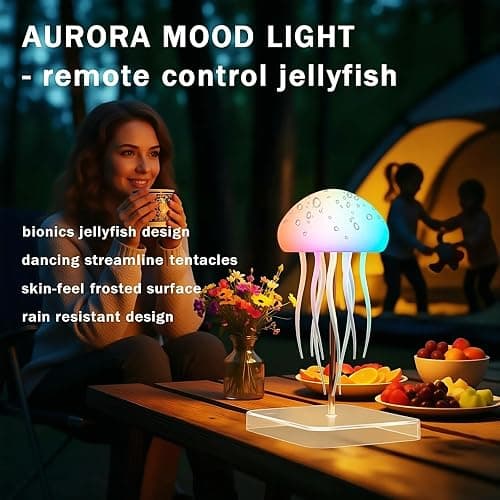 Rabziziya Jellyfish Lamp Remote & Touch Control RGB Gradient Rechargeable Dancing Tentacles Night Light, Bedroom Desk Decor for Adults Teens Stress Relief thumbnail 7