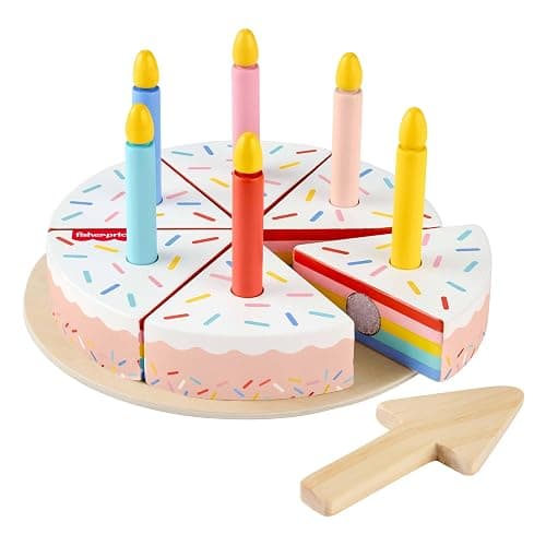 Fisher-Price Wood Pretend Play Toy Cake Set, 14-Piece Wooden Food Decorating & Serving Play for Preschool Kids Ages 3+ Years thumbnail 5
