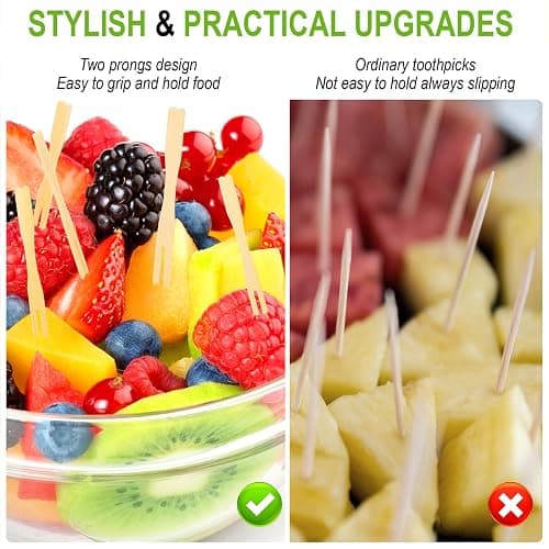 400 Bamboo Appetizer Forks, 3.5 Inch Mini Bamboo Forks for Charcuterie Boards Accessories, Fancy Toothpicks for Appetizers, Disposable Wooden Cocktail Fork, Small Fruit Food Picks for Party Supplies thumbnail 6