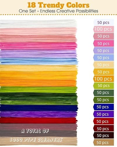 YYUENG TAK 1000 Pcs Pipe Cleaners Flower Kit, 18 Colors Chenille Stems with Complete Accessory Set & Instruction, Pipe Cleaners Craft, Art and Craft Supplies, DIY Art Projects Creative Gift thumbnail 4