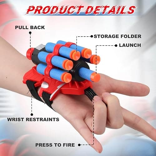JONEG Web Shooters Toy for Kids 2 Pack, Toy for 3 4 5 6 7 8 Year Old Boy, Web Slinger with Spider Glove Launcher, Toys for Boys 4-6 6-8, Birthday Gifts thumbnail 4