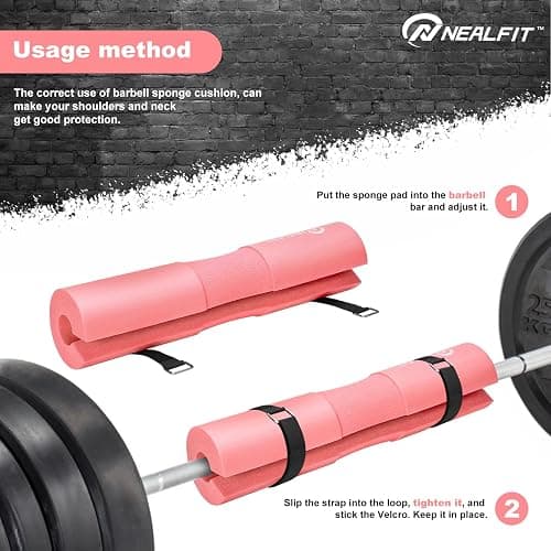 NEALFIT Barbell Pad Squat Pad for Squats—Squat Bar Pad—Great for Weightlifting,Lunges and Hip Thrusts—Foam Sponge Pad—Fit Standard and Olympic Bars Perfectly thumbnail 5