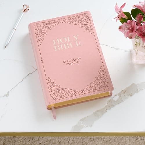 KJV Holy Bible, Giant Print Full-size Faux Leather Red Letter Edition - Thumb Index & Ribbon Marker, King James Version, Pink (KJV Full Size GP Editions) thumbnail 4