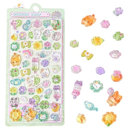 3D Kawaii Sticker Set, Süße Puffy Katzen Aufkleber Mini Wiederverwendbar, Cute Aesthetic Sticker für Scrapbooks & Belohnung Kinder (Mädchen) - Image 1