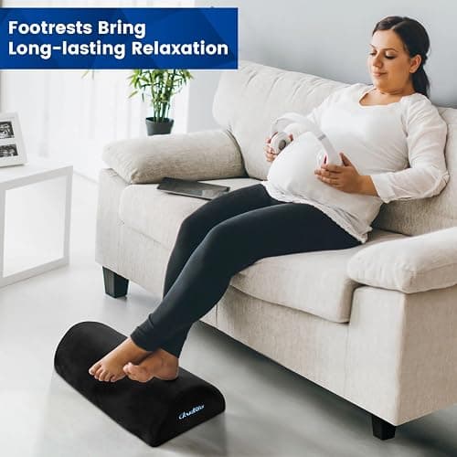 Foot Rest for Under Desk at Work,Office Desk Accessories with Soft Foam and Washable Removable Cover, Foot Stool for Office, Car, Home to Foot Support and Relax Ankles, Black thumbnail 6