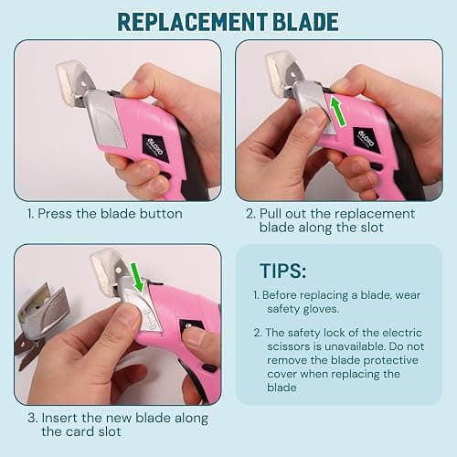 VLOXO Cordless Electric Scissors Cardboard Cutter with 2 Type Blades Rechargeable Powerful Shears Cutting Tool for Fabric Electric Box Cutter Leather Felt with Charger & Storage Box-Pink thumbnail 6