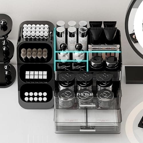 Makeup Organizer with Drawers for Vanity,Spacious Cosmetic Display Case,Perfect Storage Solution for Your Beauty Essential (Black) thumbnail 5