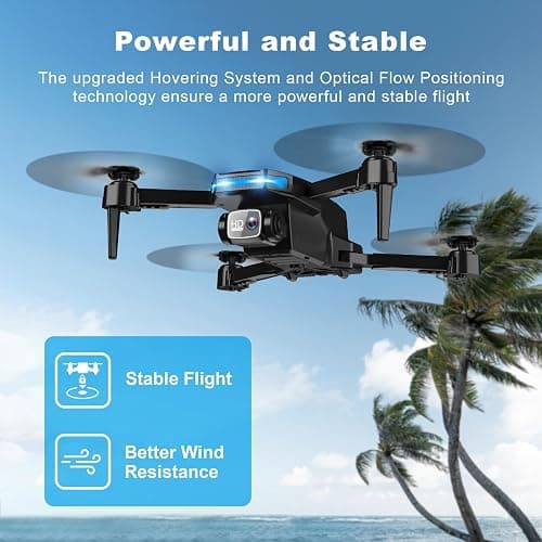 Drone with 1080P Camera - Foldable Remote Control Quadcopter with Voice Gesture Control, 3D Flip, One Key Start, Emergency Stop, 2 Batteries, Easier to use, Toy for Kids Adult Beginners thumbnail 4