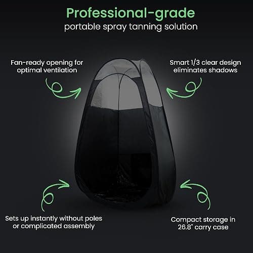 Large Spray Tan Tent – Deluxe Pop Up Tent Portable Tanning Booth with Carry Case – Clear Window for Perfect Spray Tanning – Easy Clean for Home & Salon thumbnail 3