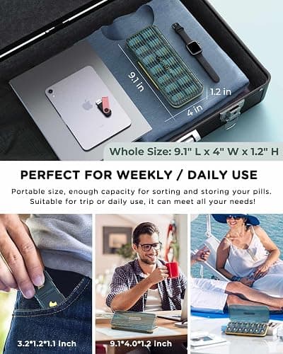 Am Pm Pill Organizer, Weekly Pill Box 2 Times A Day - Acedada 7 Day Pill Organizer with 7 Separate Containers, Portable Daily Medicine Dispenser Case for Vitamin, Fish Oils, Supplements, Stylish Blue thumbnail 6