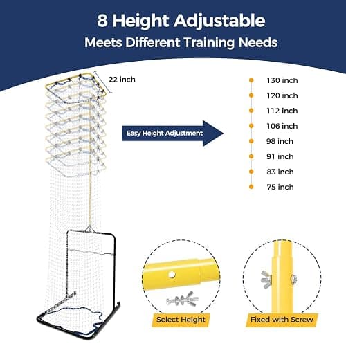 Wiseek Volleyball Setter Training Equipment 8 Adjustable Heights,Sturdy and Durable 130inch Volleyball Setter Training Net 6 Adjustable Angles for Indoor and Outdoor Training thumbnail 3