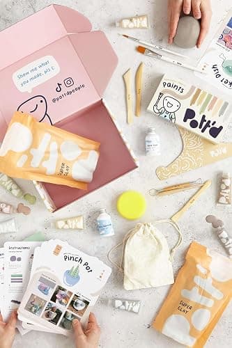 Pott'd at Home Pottery Kit for Adults. Air Dry Clay Kit for Beginners. Craft Kit for Adults Includes: Air-Dry Clay for Adults, Tools, Paints, Brushes, Sealant, How-to-Guides thumbnail 2