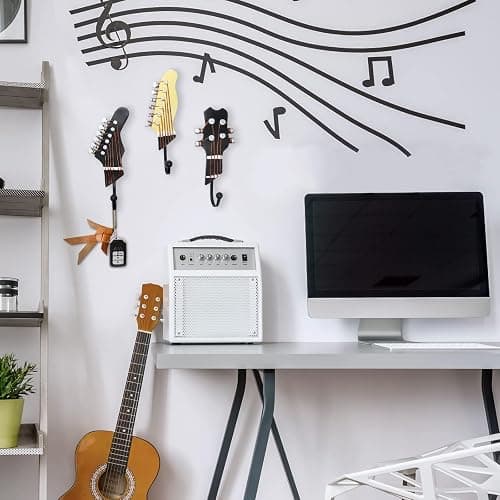 KUNGYO Vintage Guitar Shaped Decorative Hooks Rack Hangers for Hanging Clothes Coats Towels Keys Hats Metal Resin Hooks Wall Mounted Heavy Duty (3-Pack) (Guitar Hook-A) thumbnail 2