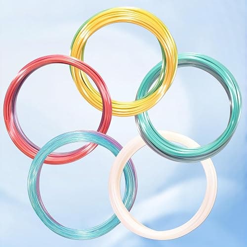 MIKA3D 5 Colors 3D Printing Pen Filament Refill, Each 10m, One Glowing in Dark PLA, One Clear Rainbow, 3 Different Color Silk Rainbow PLA, Total 50m 3D Printer Filament Sample Pack thumbnail 3