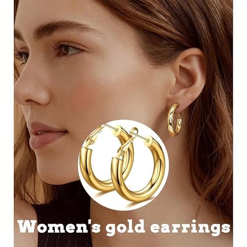 Jeyfull Huggie Hoop Earrings Set for Women - 14K Gold Plated Hypoallergenic Hoops for Women thumbnail 2