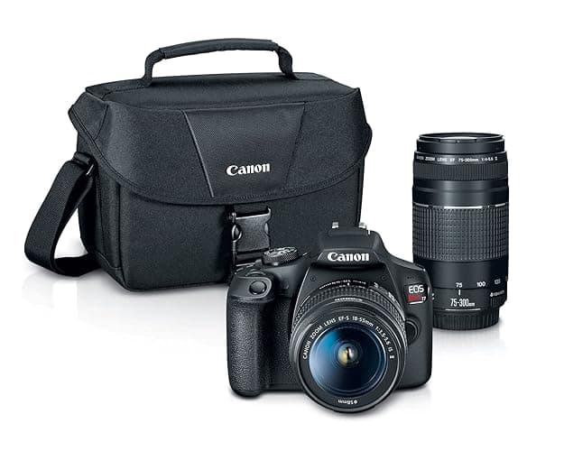 Canon EOS Rebel T7 DSLR Camera|2 Lens Kit with EF18-55mm + EF 75-300mm Lens, Black - Image 1