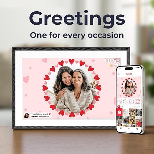 Digital Picture Frame, 10.1'' Frameo Digital Frame Wifi, 32GB Memory, 1280*800 HD Touch Screen Digital Photo Frame, Wall Mountable, Auto-Rotate, Share Instantly, Wedding, Birthday Gifts for Women, Mom thumbnail 2
