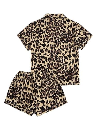 Verdusa Women's 2 Piece Pajama Sets Lightweight Fall Pajamas Cute Pj Set Button Shirt with Shorts Lounge Pjs thumbnail 2
