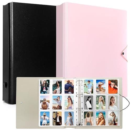 Hacaroa 2 Pack Photocard Binder 4 Rings with 50 Pages 450 Pockets, 2x3" Kpop Photo Card Holder Book A4 Binder, One Sided Card Sleeves Photo Album for Post Cards, Cards Collectors, 2 Colors - Image 1