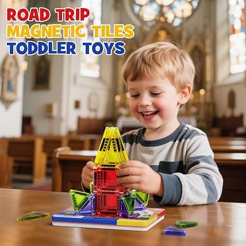 WMXDU Mini Magnetic Tiles with Iron Case, Magnetic Building Toys Kid's Travel Essential Portable Creativity On-The-Go Magnet Blocks STEM Travel Toys for Toddler Boys Girls Ages 3+, 26-Piece thumbnail 4
