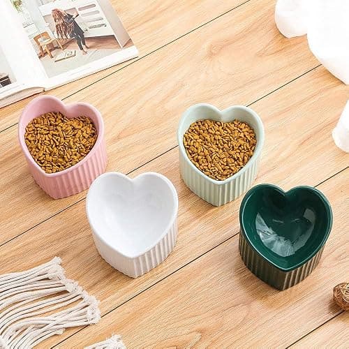 Pink Ceramic Raised Cat Bowls, Tilted Elevated Food or Water Bowls, Stress Free, Backflow Prevention, Dishwasher and Microwave Safe, Lead & Cadmium Free thumbnail 7