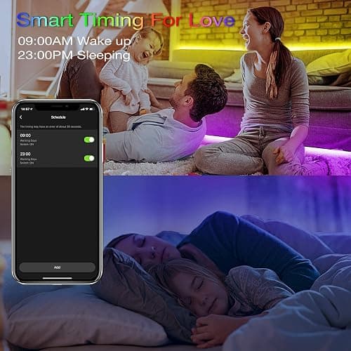 hyrion Smart LED Lights for Bedroom 100ft, Voice Control Strip Lights with Alexa and Google Assistant, RGB Color Changing, Music Sync WI-FI Led Lighting with App Controlled for Room Decor(2 * 51ft) thumbnail 4