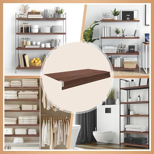 5 Pcs Wire Rack Covers 24x12x3 inch PVC Pantry Shelf Cover 0.31 inch Thick Removable Closet Wire Rack Shelf Covers,Decoration Kitchen Bathroom Office Shelving(Walnut Color,24x12x3 inch) thumbnail 8