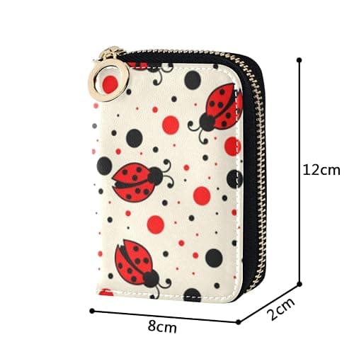 OTVEE RFID Credit Card Holder Case, Microfiber Leather Zipper Card Wallet for Women (Ladybugs) thumbnail 3