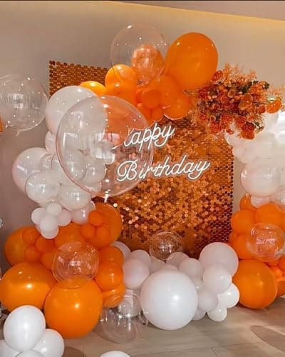 BAUANOOY 100pcs Orange Balloons 12 inch, Orange Latex Balloon with Ribbon for Graduation Fall Tropical Birthday Party Decorations thumbnail 2