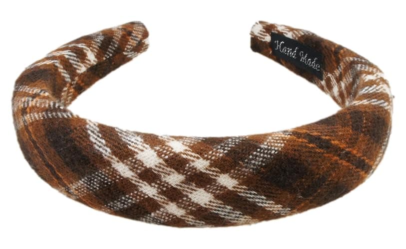 VIVIAN & VINCENT 2 Pack of Women's Headbands, Plaid Tartan | Top-knot buffalo-check hair bands pair red-black and black-white colorways for women and girls thumbnail 5
