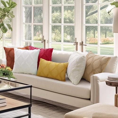 decorUhome Christmas Throw Pillow Covers 18x18 Inch Set of 2, Soft Plush Faux Fur Wool Cream White Couch Pillow Covers, Decorative Neutral Pillow Cases for Bed Sofa Living Room Home Decor thumbnail 9