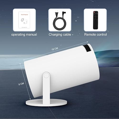 Mini Projector with WIFI 6 and Bluetooth, 4K 1080P Support Portable Projector 180° Rotatable 130'' Screen Movie Projector Auto Keystone Compatible for Laptop, PC, Smartphone (White) thumbnail 9