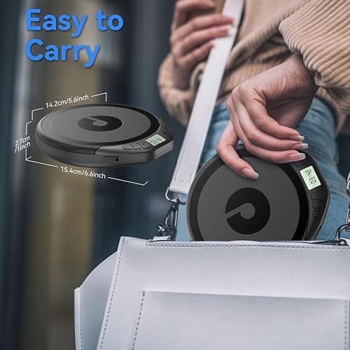 Gueray Portable CD Player with Earphones,CD Discman for Car Home with Anti-Skip Shockproof Protection,Personal Discman CD Music Player with LCD Display Support PROG Memory Function thumbnail 6