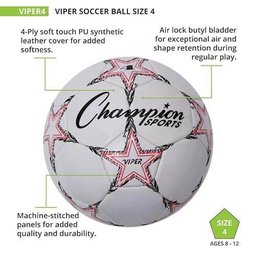 Champion Sports Viper Soccer Ball – TPU Soft-Touch Training Ball in Sizes 3,4,5 for Indoor/Outdoor Play thumbnail 4